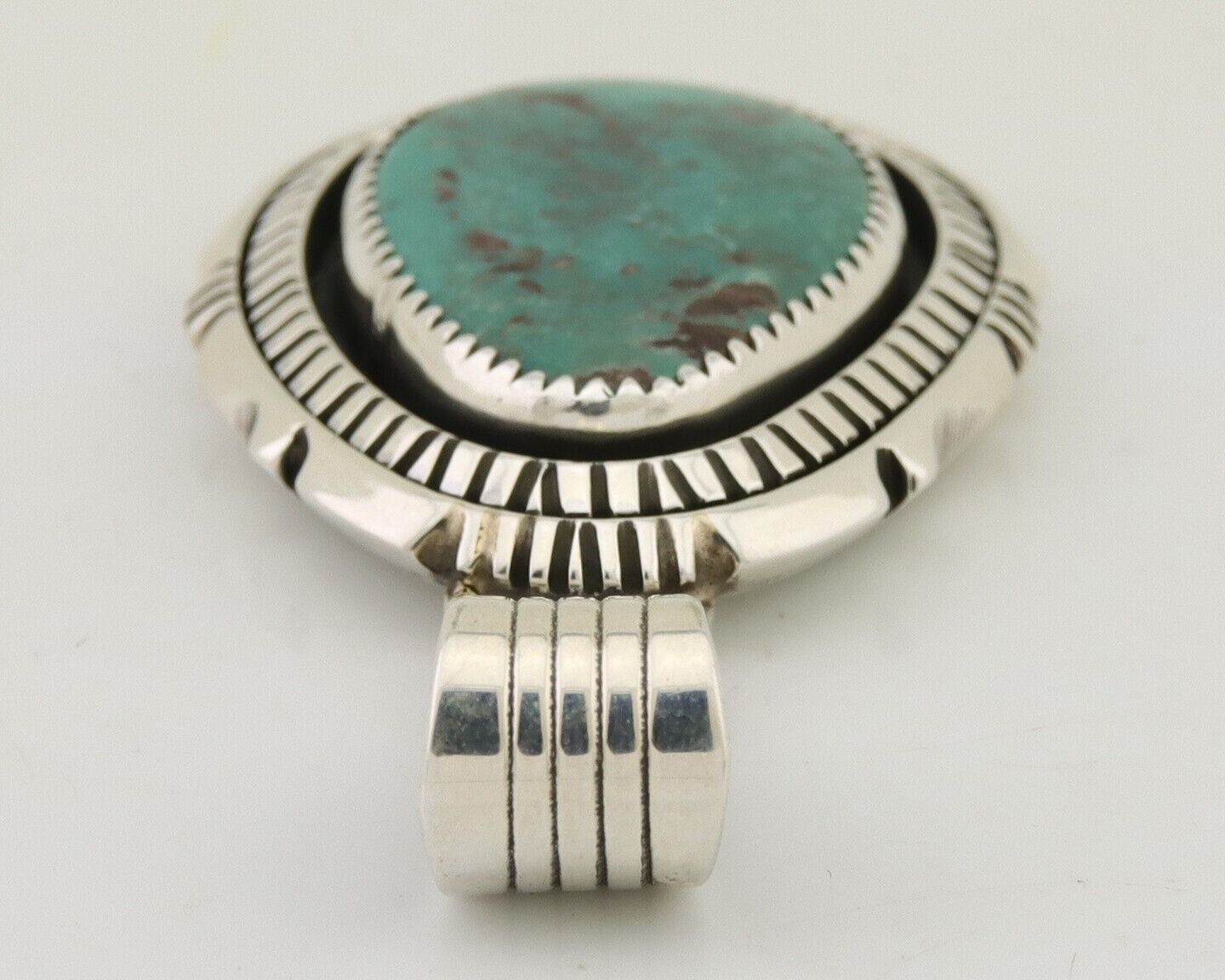 Navajo Pendant 925 Silver Natural Turquoise Artist Signed Lidia Begay C.80's