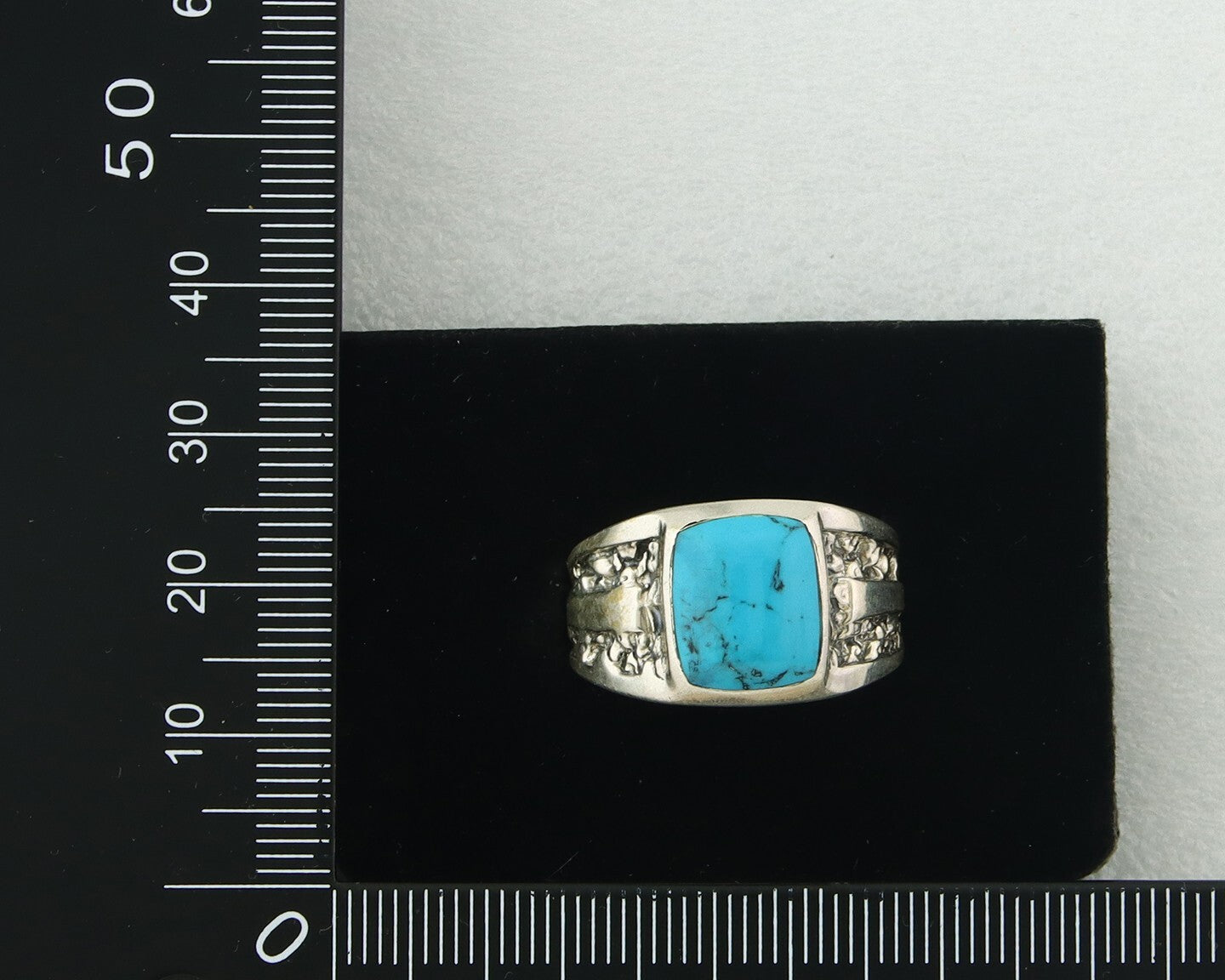 Men Vintage Nugget Ring 925 Sterling Turquoise Artist Signed SC Size 10
