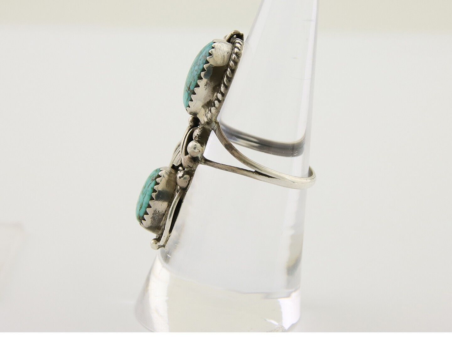 Navajo Ring 925 Silver Natural Blue Turquoise Native American Artist C.80's