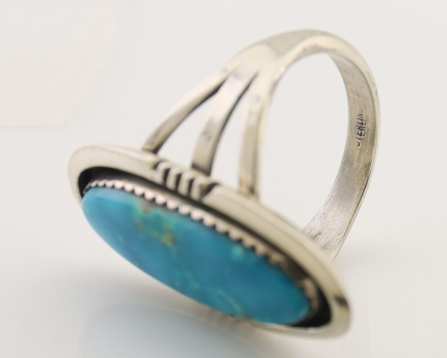 Navajo Ring 925 Silver Natural Blue Turquoise Native American Artist C.80's