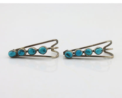 Navajo Dangle Handmade Earrings 925 Silver Blue Turquoise Native Artist C.80's