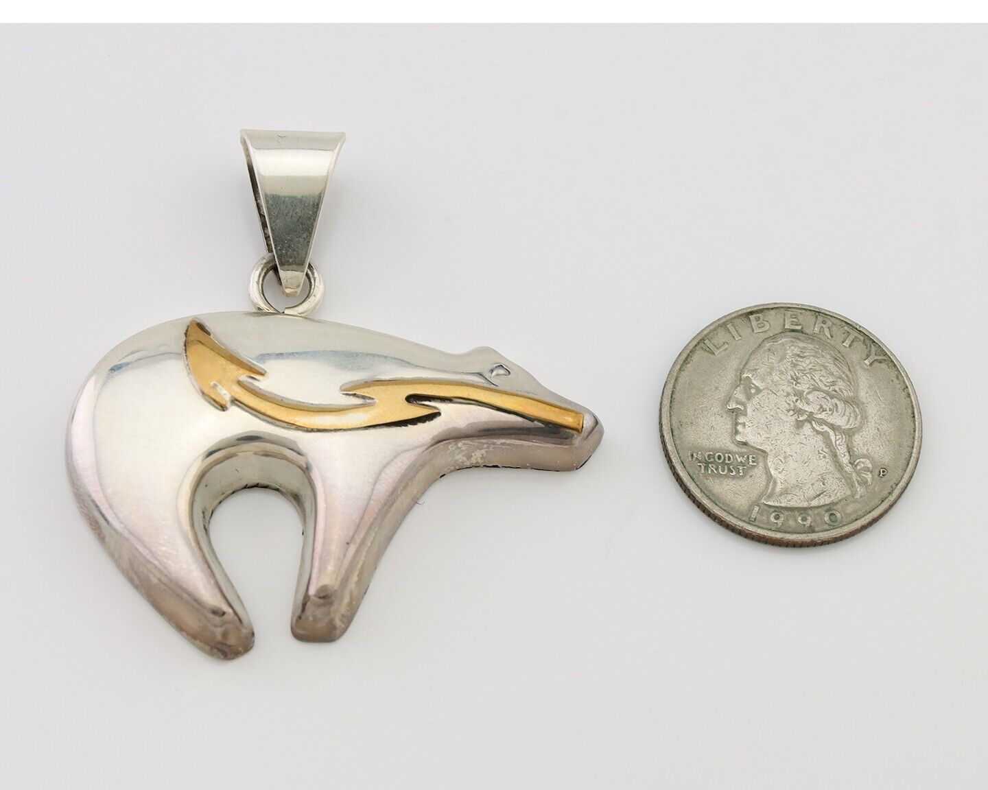 Navajo Spirit Bear Pendant 925 Sterling Silver Native Artist C.80's
