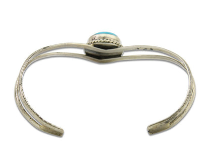 Navajo Bracelet 925 Silver Cuff Turquoise Handmade Artist Signed MC C.80's
