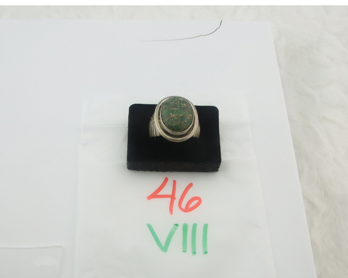 Men Navajo Ring Sterling Silver Turquoise Signed Doug Zachary Size 16.25