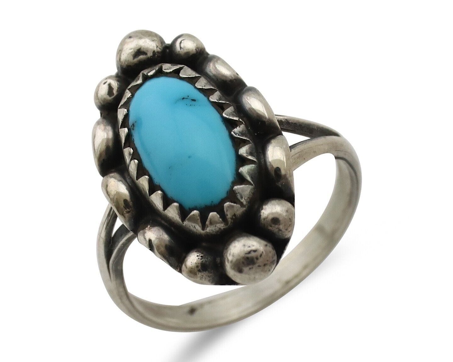 Navajo Ring 925 Silver Sleeping Beauty Turquoise Signed SkyStone Creations C80s