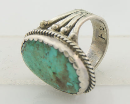 Vintage Navajo Ring 925 Sterling Turquoise Signed FG Size 8.25
