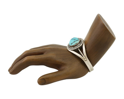 Navajo Cuff Bracelet 925 Silver Natural Blue Turquoise Native American C.80's