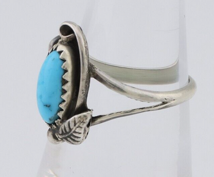 Navajo Handmade Ring 925 Silver Sleeping Beauty Turquoise Artist Signed SC C80s