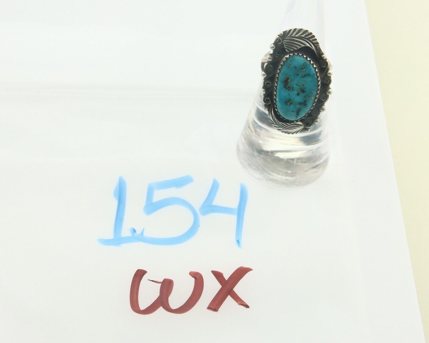 Navajo Ring 925 Sterling Blue Turquoise Artist Signed Billie Eagle C.80's