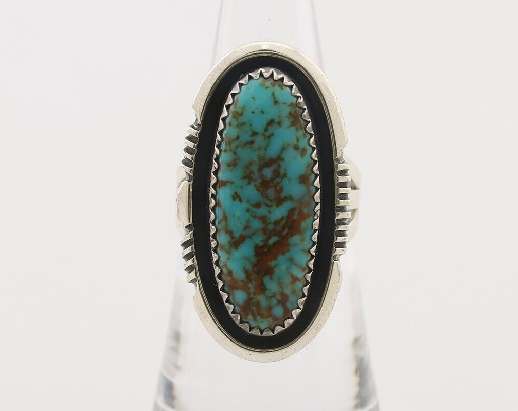 Navajo Ring 925 Silver Natural Blue Turquoise Native American Artist C.80's