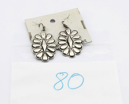Navajo .925 SOLID Silver Shield J Hook Drop Dangle Earrings