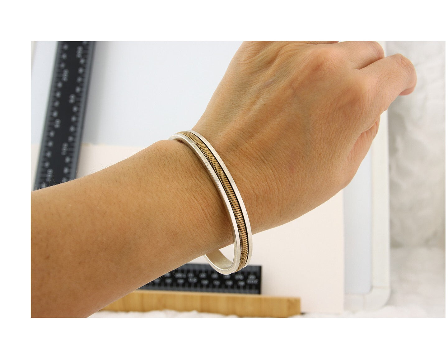 Navajo Bracelet 925 Silver & 12k Yellow Gold Filled Signed TAHE C.80's