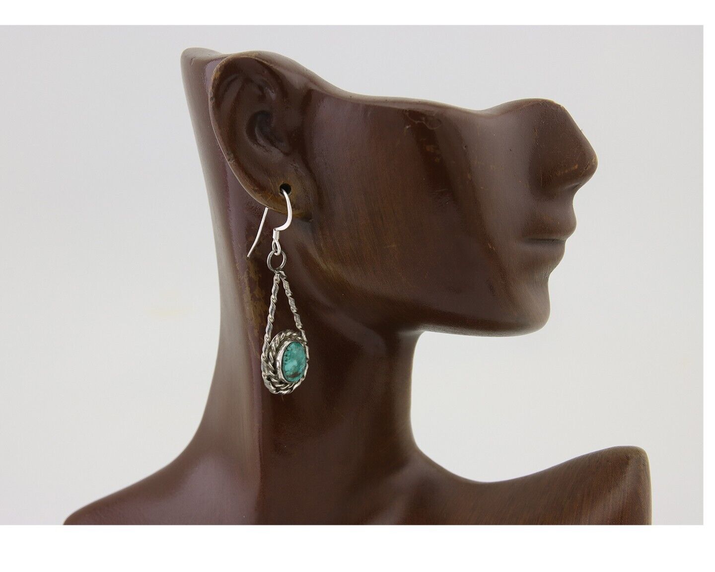 Navajo Dangle Earrings 925 Silver Natural Blue Turquoise Native Artist C.80's