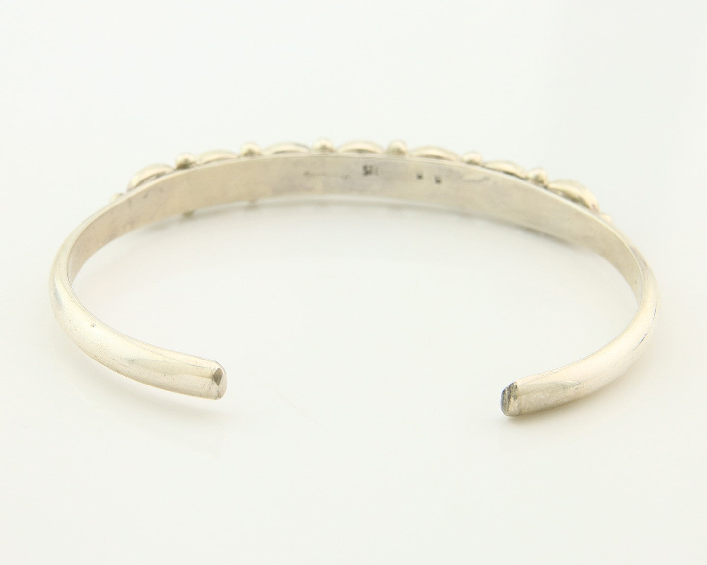 Navajo Cuff Bracelet Sterling Silver Natural Malachite Vintage Signed SS