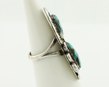 Navajo Ring 925 Silver Natural Blue Turquoise Artist Signed LP C.80's