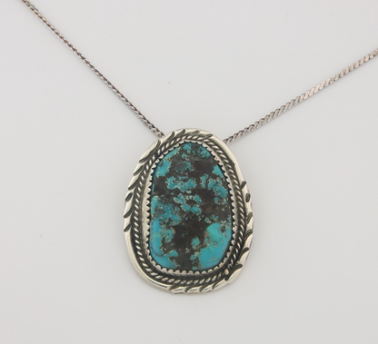 Navajo Sterling silver Necklace Turquosie Authentic Vintage Native American