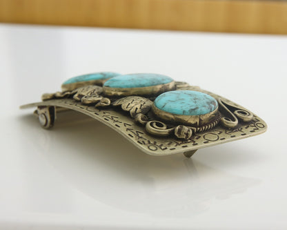 Navajo Belt Buckle .999 Nickel Handmade Artist Signed IJC 2.0x3.0 in C.1980's