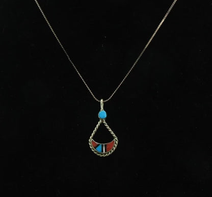 Navajo Necklace Sterling Silver Natural Blue Turquoise Vintage