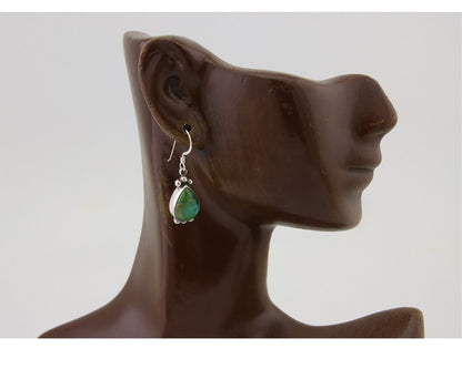 Navajo Dangle Earrings 925 Silver Natural Turquoise Native American Artist C.80s