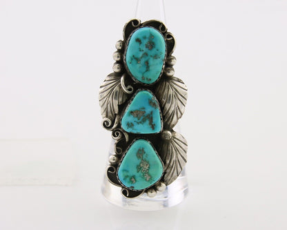 Navajo Handmade Ring 925 Silver Hand Cut Turquoise Native Artist C.80's