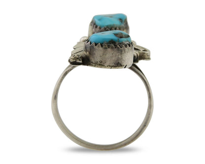 Navajo Ring 925 Silver Natural Blue Turquoise Native American Artist C.80's