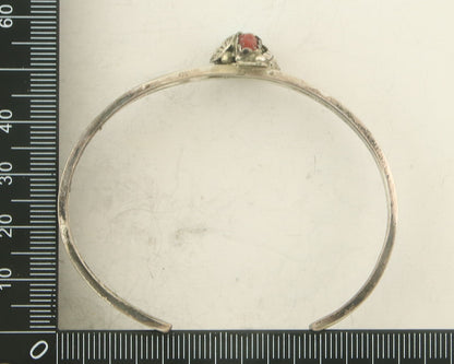 Navajo Bracelet 925 Silver Coral & Turquoise Cuff Signed Keith James C.80's