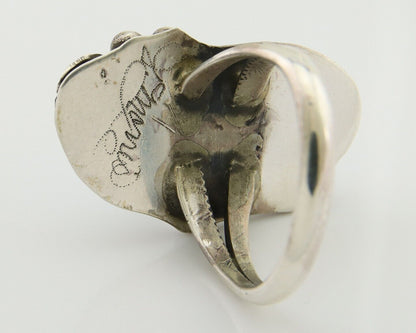 Navajo Ring .925 Silver Natural Slab Turquoise Signed Justin Morris C.80's