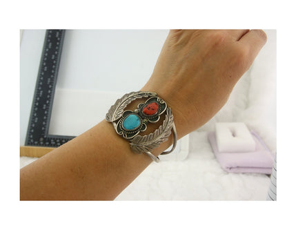 Vintage Navajo Bracelet 925 Silver Handmade Authentic Gemstone Traditional
