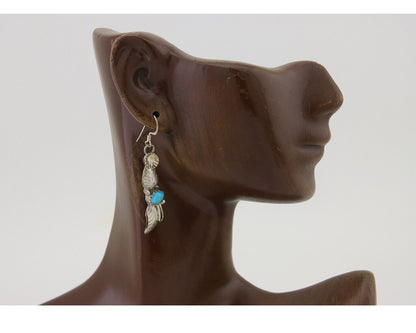 Navajo Dangle Earrings 925 Silver Natural Turquoise Native Artist C.80's