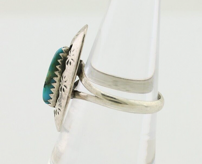 Navajo Ring 925 Silver Natural Blue Turquoise Signed IJC C.80's