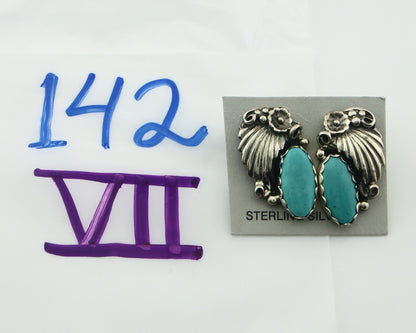 Navajo Earrings Sterling Silver Natural Turquoise Vintage Authentic