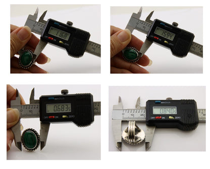 Navajo Ring 925 Silver Natural Malachite Native American Artist C.80's