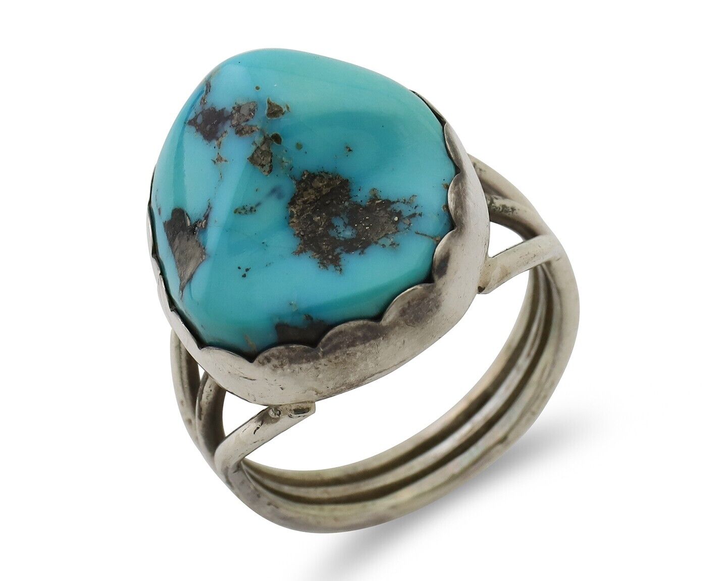 Navajo Ring 925 Silver Natural Blue Turquoise Signed Tony Guerro C.80's
