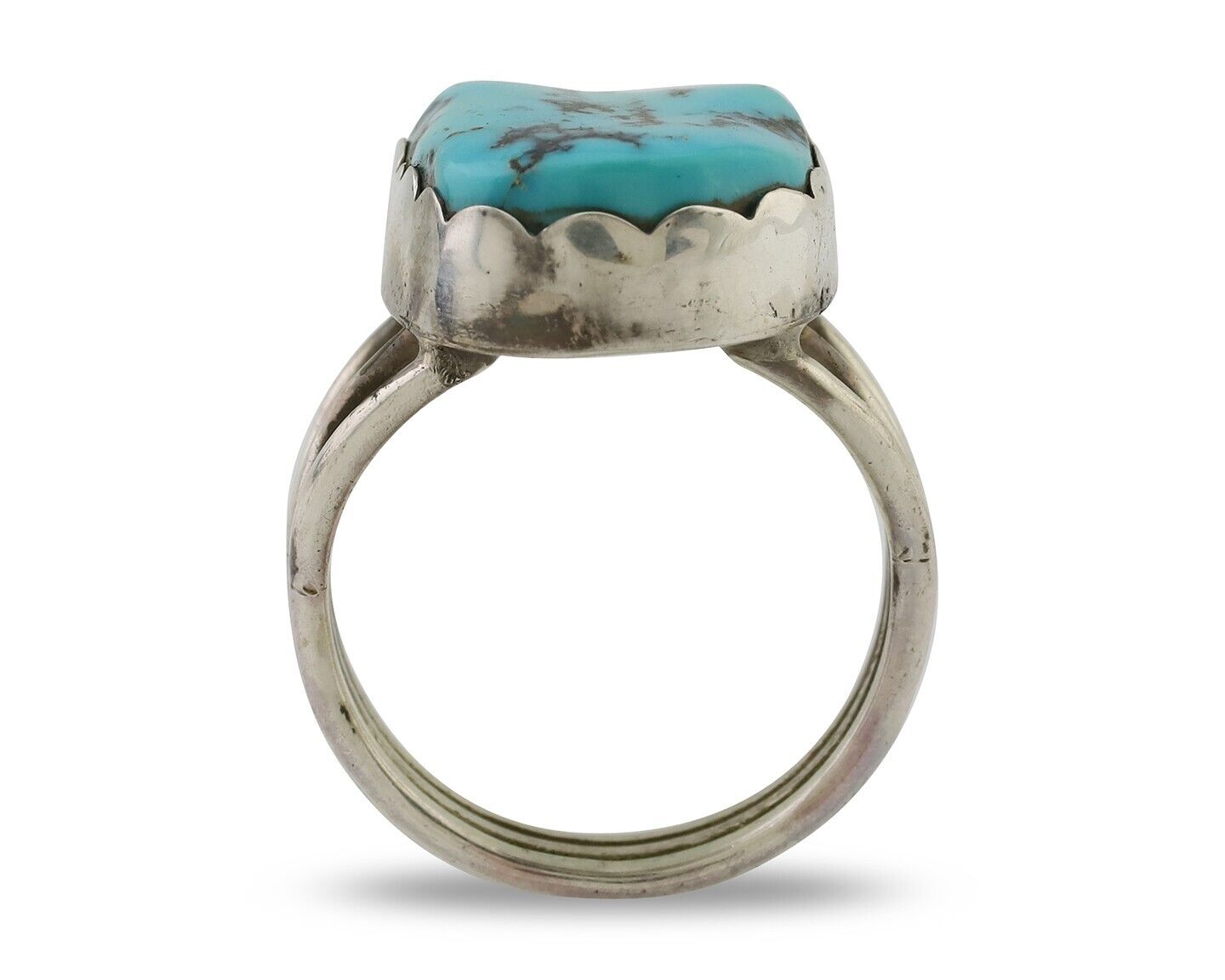 Navajo Ring 925 Silver Natural Blue Turquoise Signed Tony Guerro C.80's