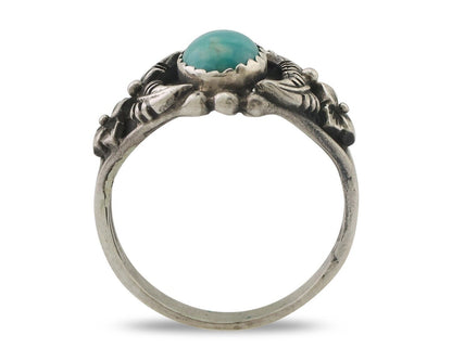 Navajo Ring 925 Silver Natural Turquoise Native American Artist C.80's