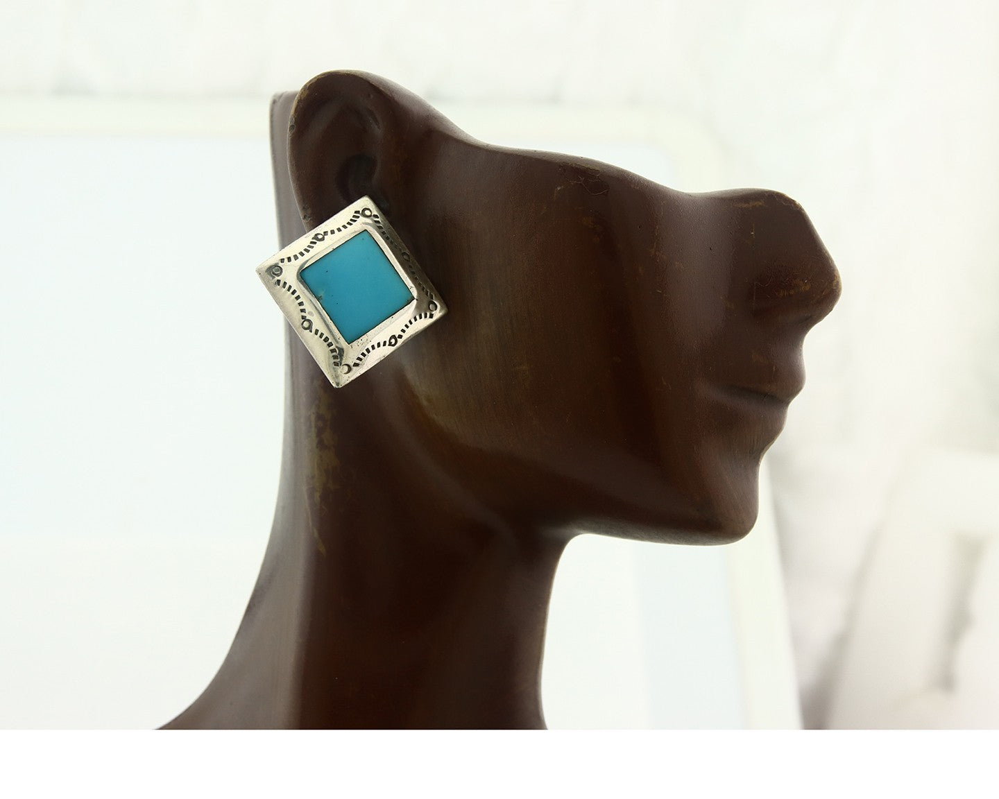 Navajo Earrings Sterling Silver Turquoise Vintage Dangle Handmade