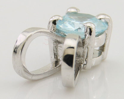 March Birthstone Pendant Set in 14k Solid White Gold