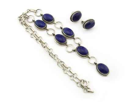 Navajo Necklace Earring Set Sterling Silver Authentic Lapis Vintage Signed RB