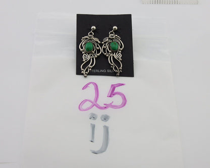 Navajo Shield Earrings 925 Silver Natural Turquoise Native American Artist C80s