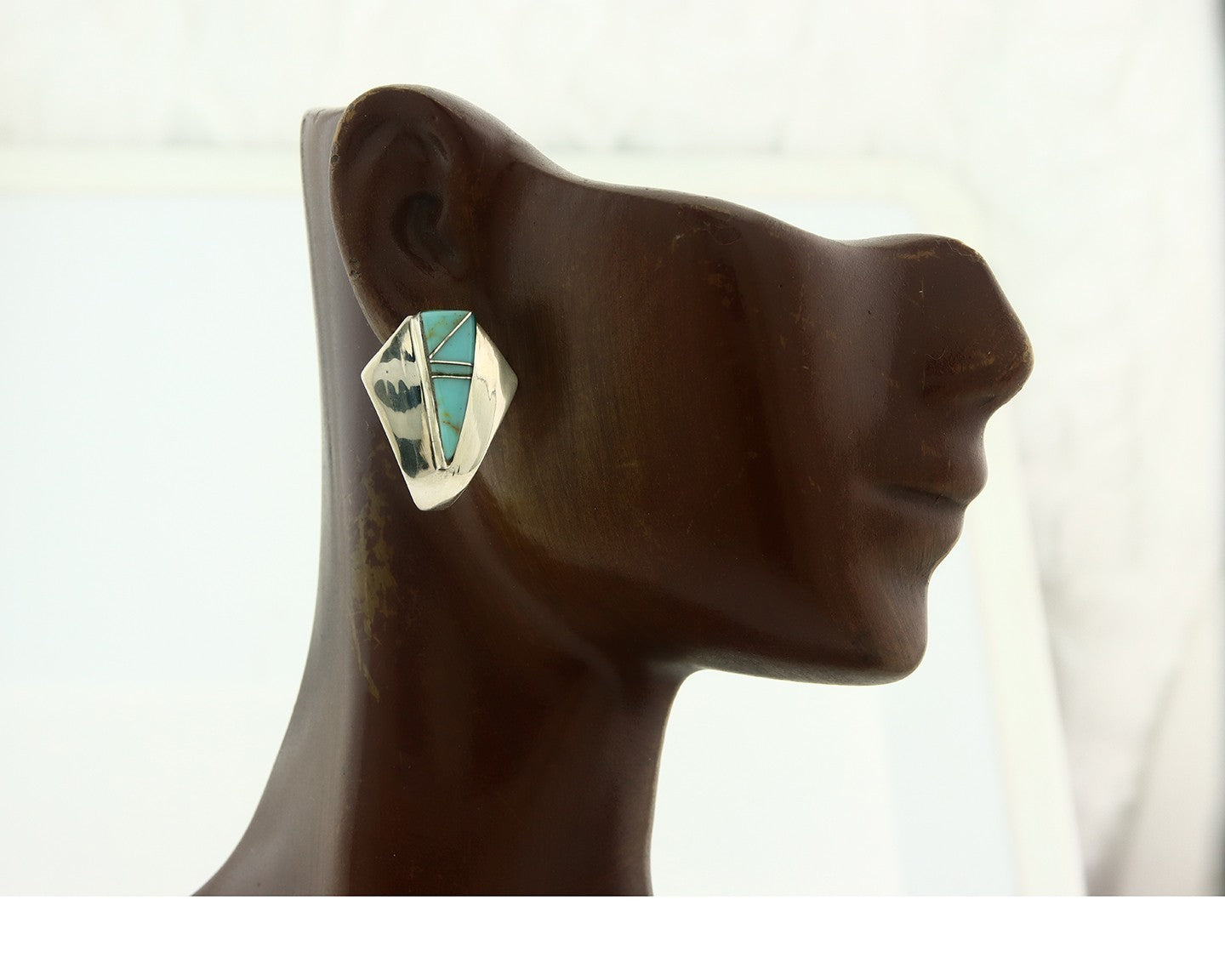 Navajo Earrings Sterling Silver Turquoise Vintage Dangle Handmade C.80's