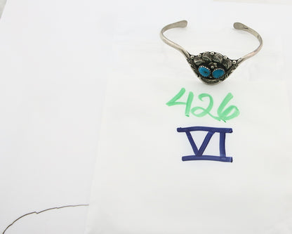 Vintage Navajo Bracelet 925 Silver Turquoise Tranditional Handmade Signed RB