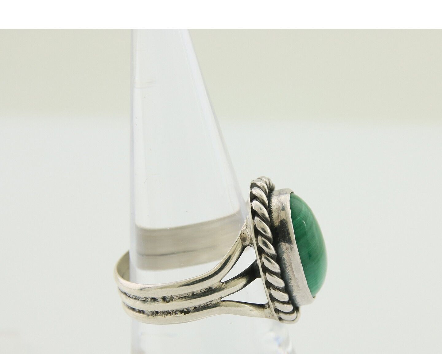 Navajo Ring 925 Silver Natural Malachite Native American Artist C.80's