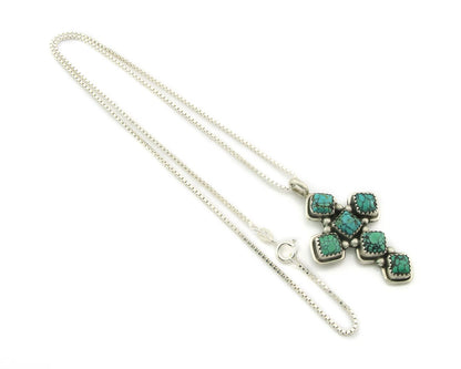 Navajo Cross Necklace Sterling Silver Natural Turquoise Artist Vintage