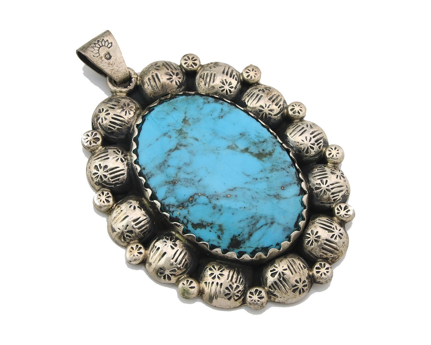 Navajo Pendant Sterling Silver Authentic Turquoise Vintage Artist Signed