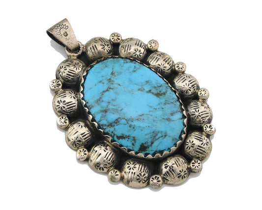 Navajo Pendant Sterling Silver Authentic Turquoise Vintage Artist Signed