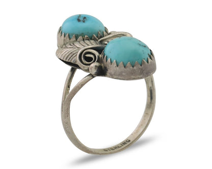 Navajo Ring 925 Silver Natural Blue Turquoise Native American Artist C.80's