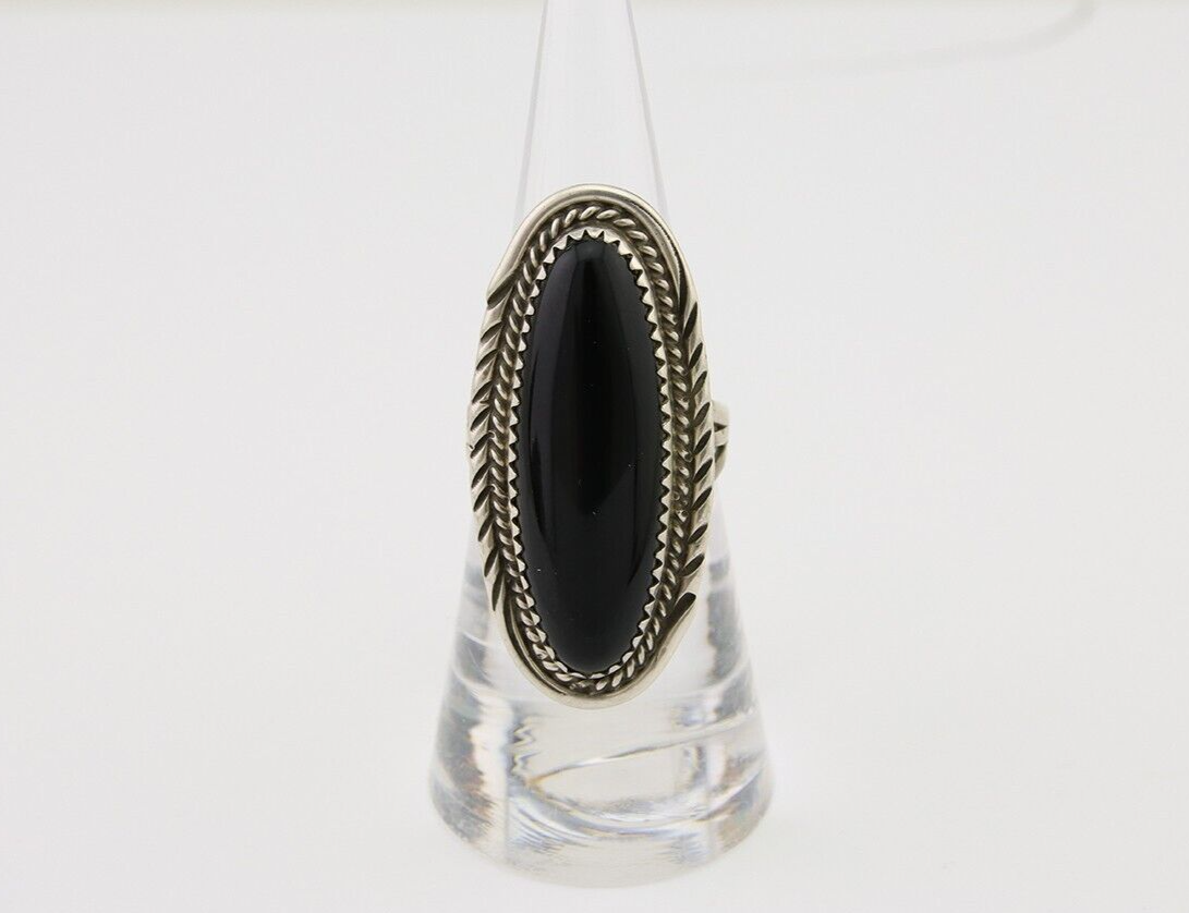 Navajo Ring 925 Silver Black Onyx Artist Signed William Denetdale C.80's
