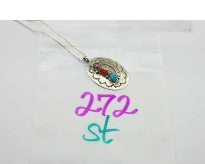 Navajo Necklace 925 Silver Spiderweb Turquoise Native American Artist C.80's