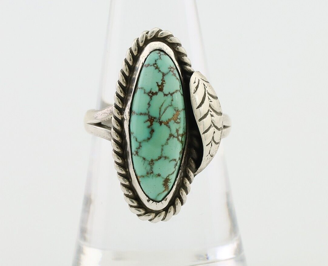 Navajo Handmade Ring 925 Silver Natural Turquoise Artist Signed GC01 C.80's