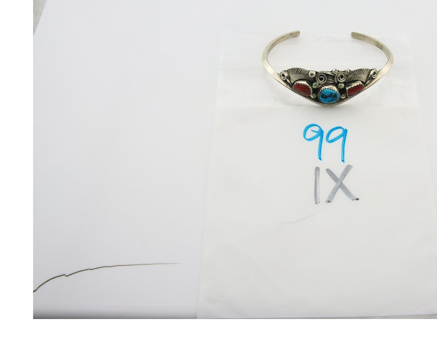 Navajo Cuff Bracelet Sterling Silver Natural Coral Turquoise Sign Justin Morris